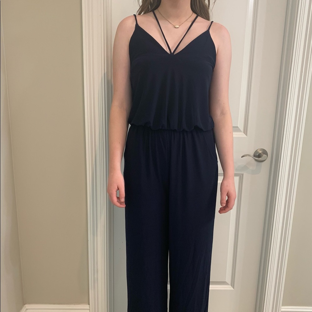 Navy spaghetti strap jumpsuit